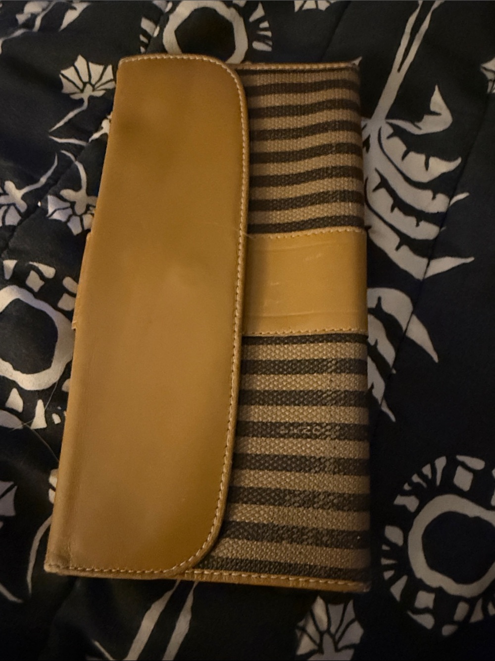 Fendi Card Holder Wallet in Tan and Brown Stripe